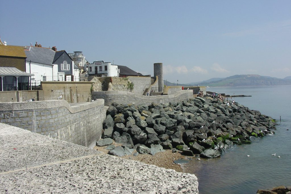 Concrete sea wall, rip-rap and coastal protection